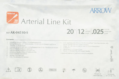 Teleflex ASK-04510-S Arrow Arterial Line Kit 20Ga 12cm .025inch (x)